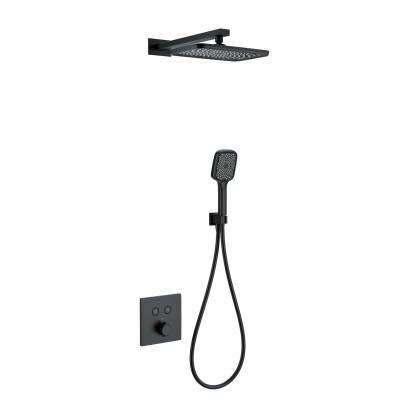 Душевая система Wonzon & Woghand WW-D2017-B-MB встраиваемая с термостатом, черный/матовый