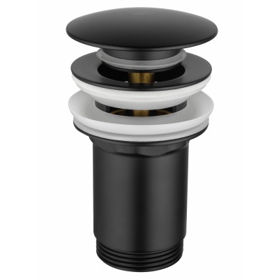 Донный клапан для раковины Wonzon & Woghand WW-88SS09-MB без перелива 1 1/4, черный/матовый