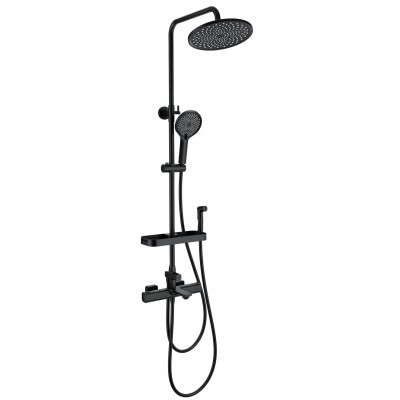 Душевая система Wonzon & Woghand Solid WW-C3011-A1-MB с термостатом, черный/матовый