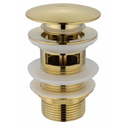 Донный клапан для раковины Wonzon & Woghand WW-88SS01-BG с переливом 1 1/4, брашированное золото