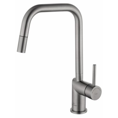 Смеситель Wonzon & Woghand WW-6018-BS для кухонной мойки с выдвижным изливом, брашированный никель