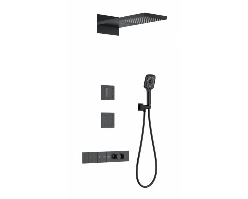 Душевая система Wonzon & Woghand WW-D4538-A-MB встраиваемая с термостатом, черный/матовый
