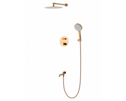 Душевая система Wonzon & Woghand Stick WW-88929010-RG встраиваемая с термостатом, розовое золото