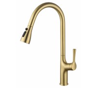 Смеситель Wonzon & Woghand WW-AE54123-BG для кухонной мойки с выдвижным изливом, брашированное золото