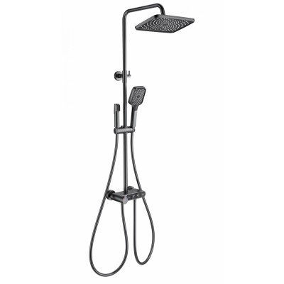 Душевая система Wonzon & Woghand Muse Corno WW-B3112-BGG с термостатом, темный графит