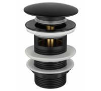 Донный клапан для раковины Wonzon & Woghand WW-88SS01-MB с переливом 1 1/4, черный/матовый