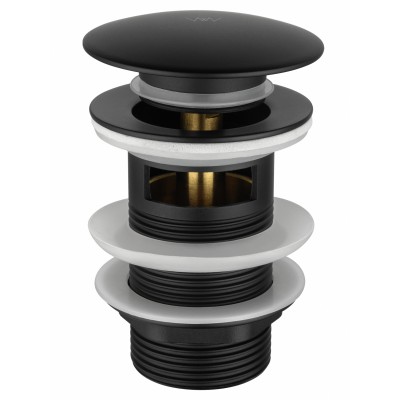 Донный клапан для раковины Wonzon & Woghand WW-88SS01-MB с переливом 1 1/4, черный/матовый