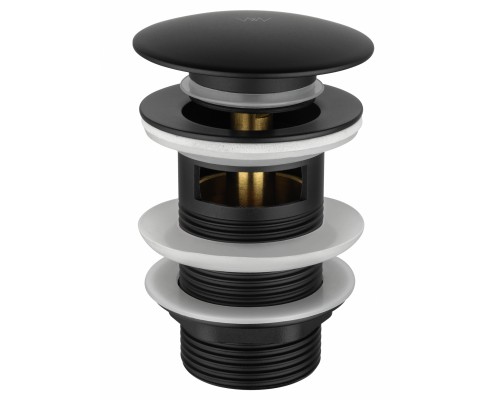 Донный клапан для раковины Wonzon & Woghand WW-88SS01-MB с переливом 1 1/4, черный/матовый