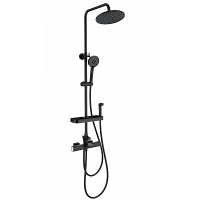 Душевая система Wonzon & Woghand Plate WW-C3017-A1-MB с термостатом, черный/матовый