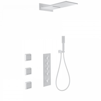 Душевая система Wonzon & Woghand WW-D4100-MW встраиваемая с термостатом, белый/матовый
