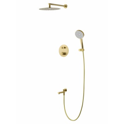 Душевая система Wonzon & Woghand Stick WW-88929010-BG встраиваемая с термостатом, брашированное золото