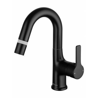 Смеситель Wonzon & Woghand WW-FE01L212-MB для раковины с выдвижным изливом, черный/матовый