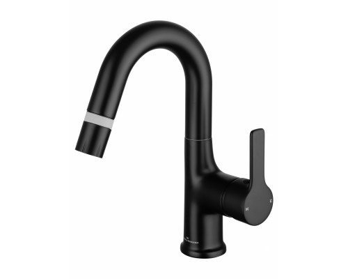 Смеситель Wonzon & Woghand WW-FE01L212-MB для раковины с выдвижным изливом, черный/матовый