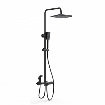 Душевая система Wonzon & Woghand WW-B3310-MB с термостатом, черный/матовый