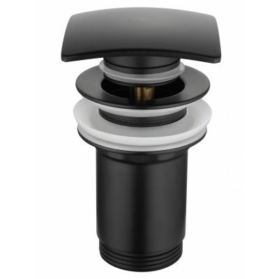 Донный клапан для раковины Wonzon & Woghand WW-88SS08-MB с переливом 1 1/4, черный/матовый
