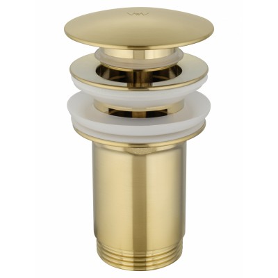 Донный клапан для раковины Wonzon & Woghand WW-88SS09-BG с переливом 1 1/4, брашированное золото
