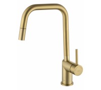 Смеситель Wonzon & Woghand WW-6018-BG для кухонной мойки с выдвижным изливом, брашированное золото