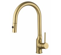 Смеситель Wonzon & Woghand WW-A21252-BG для кухонной мойки с выдвижным изливом, брашированное золото