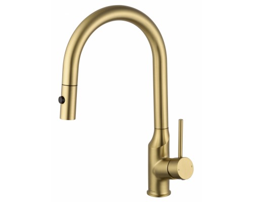 Смеситель Wonzon & Woghand WW-A21252-BG для кухонной мойки с выдвижным изливом, брашированное золото