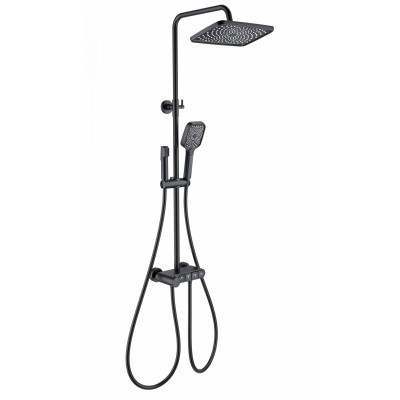 Душевая система Wonzon & Woghand Muse Corno WW-B3112-MB с термостатом, черный/матовый