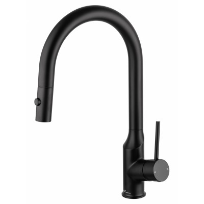 Смеситель Wonzon & Woghand WW-A21252-MB для кухонной мойки с выдвижным изливом, черный/матовый