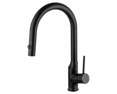 Смеситель Wonzon & Woghand WW-A21252-MB для кухонной мойки с выдвижным изливом, черный/матовый