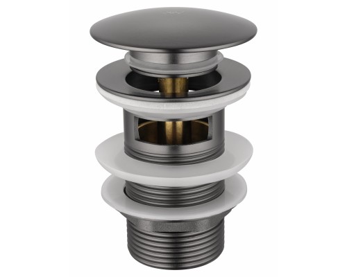 Донный клапан для раковины Wonzon & Woghand WW-88SS01-BGM с переливом 1 1/4, темный графит