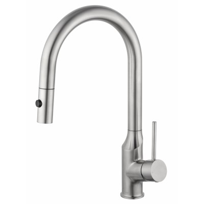 Смеситель Wonzon & Woghand WW-A21252-BS для кухонной мойки с выдвижным изливом, брашированный никель