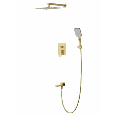 Душевая система Wonzon & Woghand Cube 2.0 WW-88087068-BG встраиваемая, брашированное золото