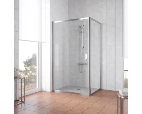 Душевой уголок прямоугольный Vegas Glass ZP+ZPV 150*90 08 01 профиль глянцевый хром, стекло прозрачное