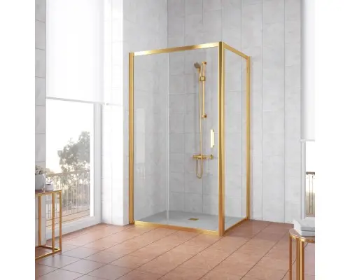Душевой уголок прямоугольный Vegas Glass ZP+ZPV 150*90 09 01 профиль золото, стекло прозрачное