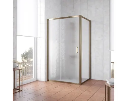 Душевой уголок прямоугольный Vegas Glass ZP+ZPV 160*100 05 02 профиль бронза, стекло шиншилла