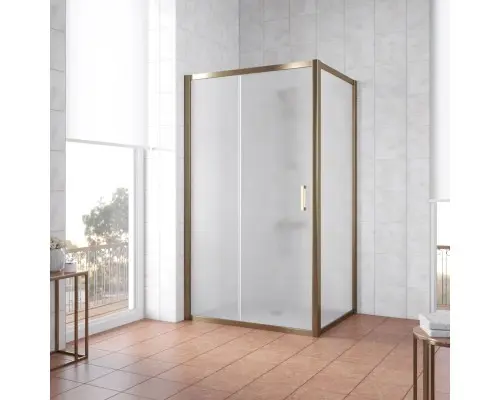 Душевой уголок прямоугольный Vegas Glass ZP+ZPV 160*100 05 10 профиль бронза, стекло сатин