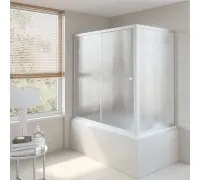 Шторка для ванны раздвижная Vegas Glass ZV+ZVF 180*85 07 02 профиль матовый хром, стекло шиншилла