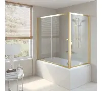 Шторка для ванны раздвижная Vegas Glass ZV+ZVF 180*75 09 01 профиль золото, стекло прозрачное