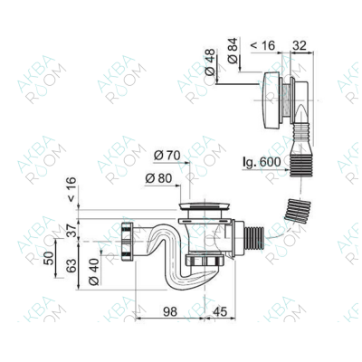 Сифон для ванны Wirquin SB600 30717569 автомат, металл/металл