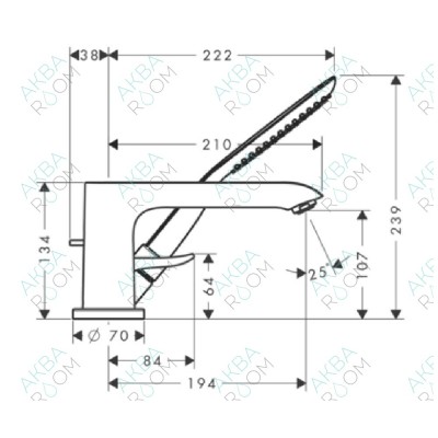 Смеситель Hansgrohe Metris 31190000 встраиваемый на борт ванны, на 3 отверстия