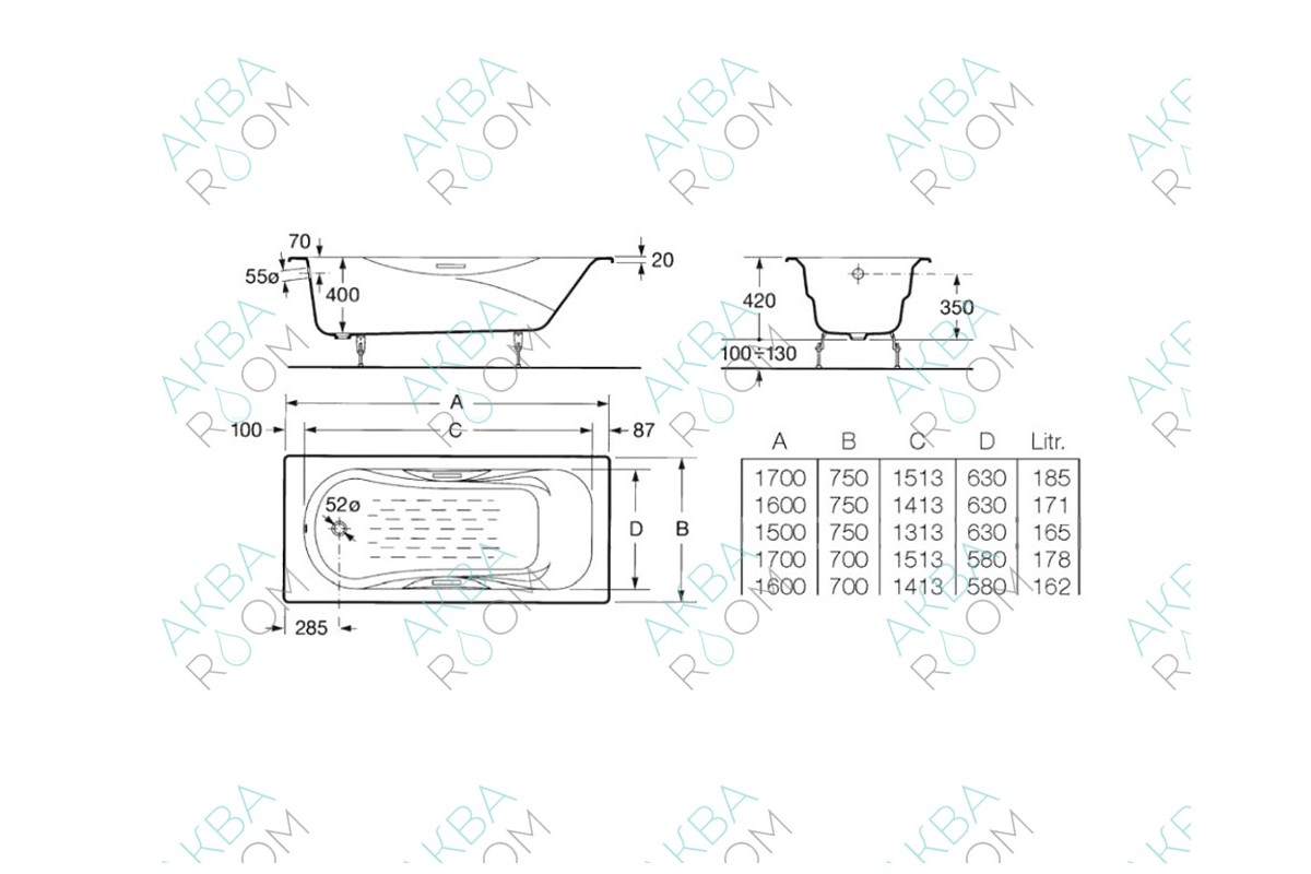 Чугунная ванна Roca Malibu 23107000R (2310G000R) (160x75)?